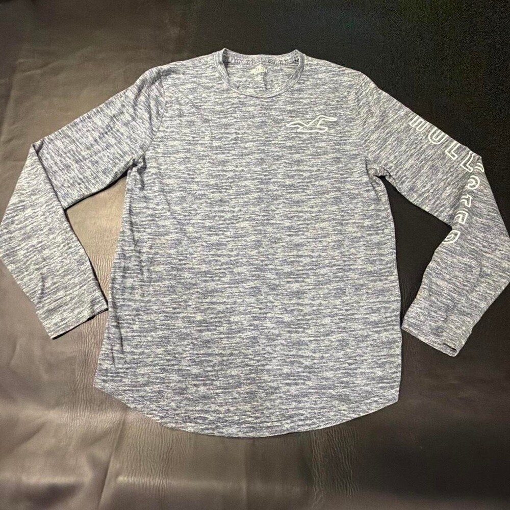 Hollister Co. Men's Blue and Grey T-shirt